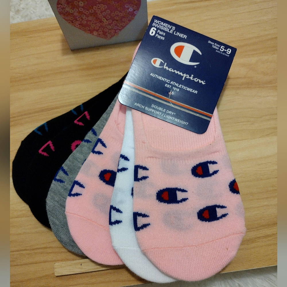 Champion Women's Invisible Liner Socks 6 Pair Multi-Pack Size 5-9 🆕